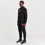 BLACK HOODY NEON PINK YYY OUTLINE