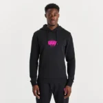 BLACK HOODY NEON PINK YYY OUTLINE