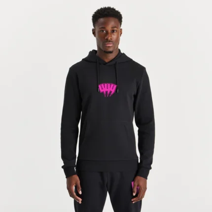BLACK HOODY NEON PINK YYY OUTLINE