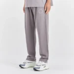SOLID GREY OPEN HEM JOGGERS WHITE CIRCLE LOGO