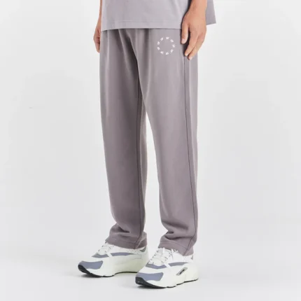 SOLID GREY OPEN HEM JOGGERS WHITE CIRCLE LOGO