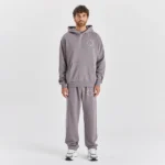 SOLID GREY RELAXED FIT HOODY WHITE CIRCLE LOGO