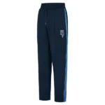 NAVY TRACK BOTTOMS BLUE SIDE STRIPE