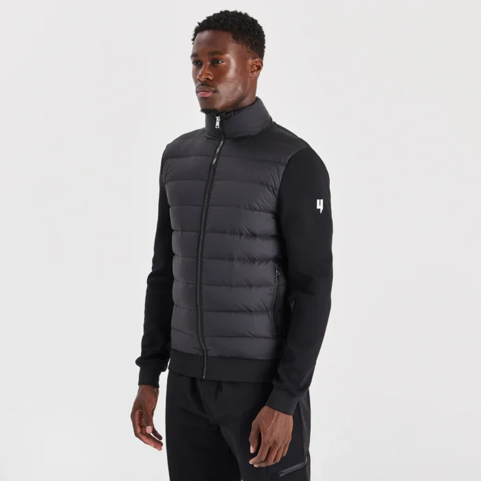 FUNNEL NECK PANEL JACKET BLACK