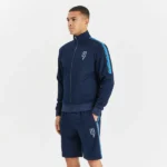 NAVY TRACK SHORTS BLUE SIDE STRIPE