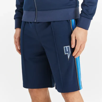 NAVY TRACK SHORTS BLUE SIDE STRIPE