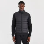 FUNNEL NECK PANEL JACKET BLACK