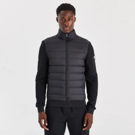 FUNNEL NECK PANEL JACKET BLACK