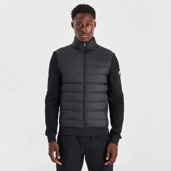FUNNEL NECK PANEL JACKET BLACK